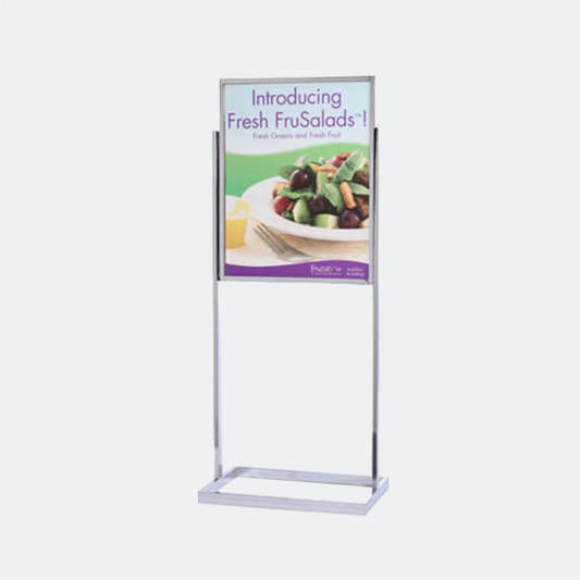 SQUARE BASE SINGLE POSTER STAND 22" X 28" (POLISHED CHROME)